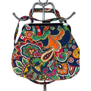 Vera Bradley Cotton Carson Mini Shoulder Bag With Vibrant Floral Paisley Pattern